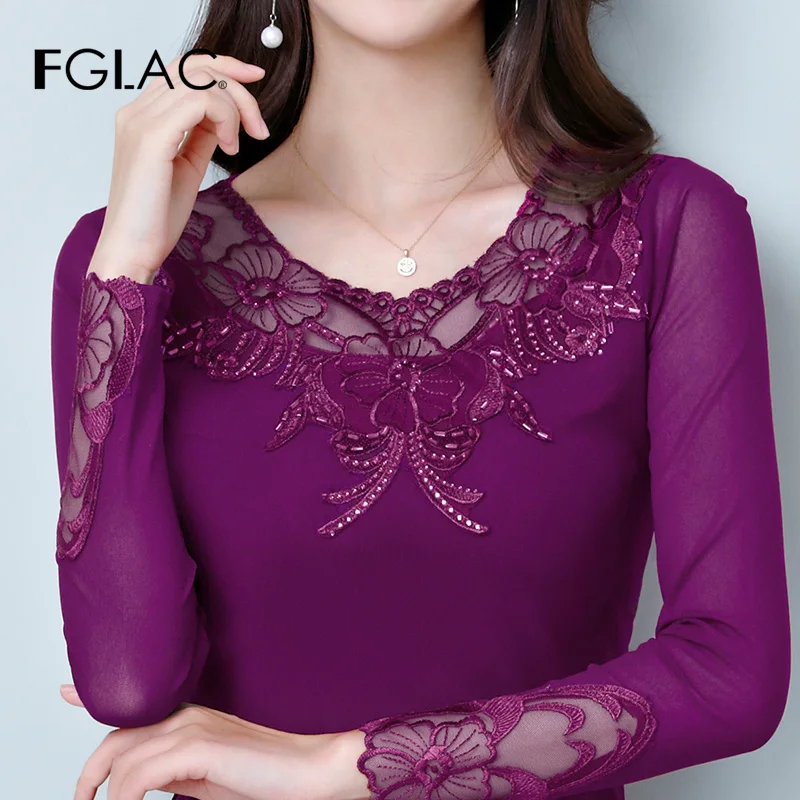 Женская блузка рубашка модная с длинным рукавом открытая сетчатая рубашка элегантный в форме бриллианта плюс размер рубашка женские топы и блузки
