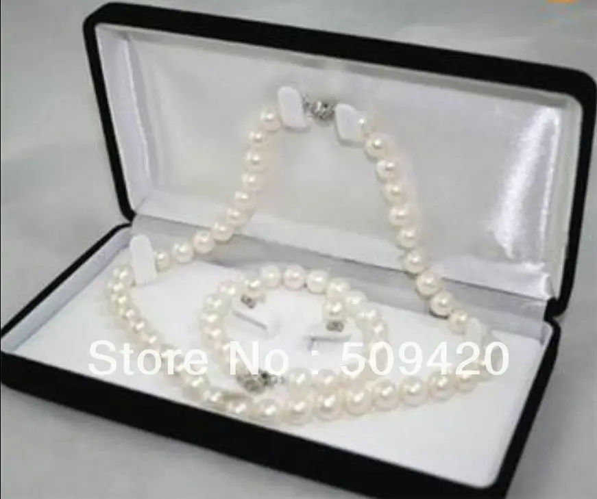 

Free Shipping>>>8-9MM White Akoya Cultured Pearl Necklace Bracelet Earring Set AAA no box