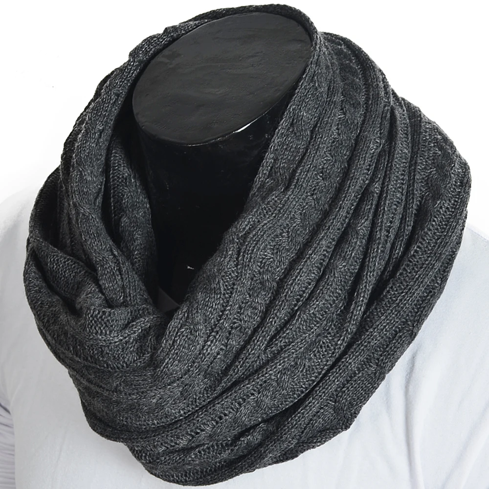 Men Knitting Infinity Scarf Warm Cold Weather Scarves Muffler