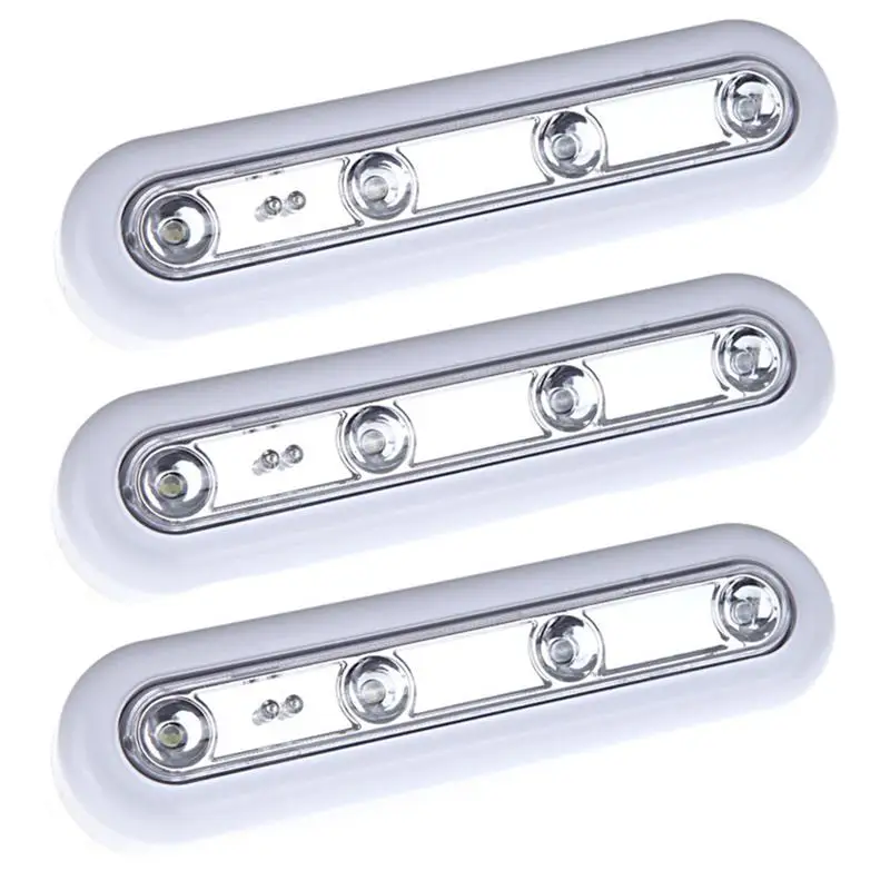 3pcs 4 LED Light Touch Sensor Motion Sensor Wardrobe Cupboard