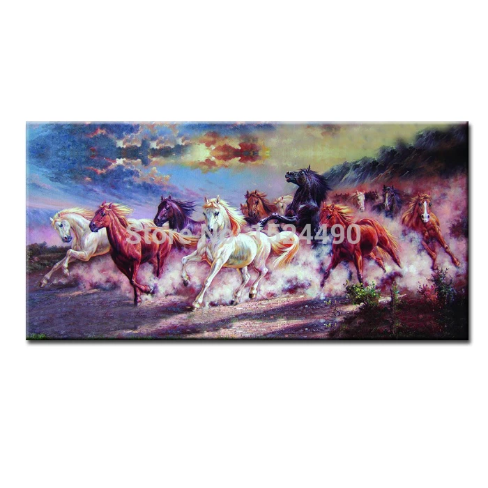 Eight Horses Oil Painting Hand painted Horse Atmosphere Murals Office