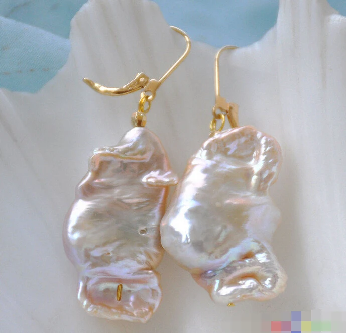 

Hot selling> free shipping 00177 LAVENDER BAROQUE KESHI REBORN PEARL DANGLE EARRING -Bride jewelry free shipping