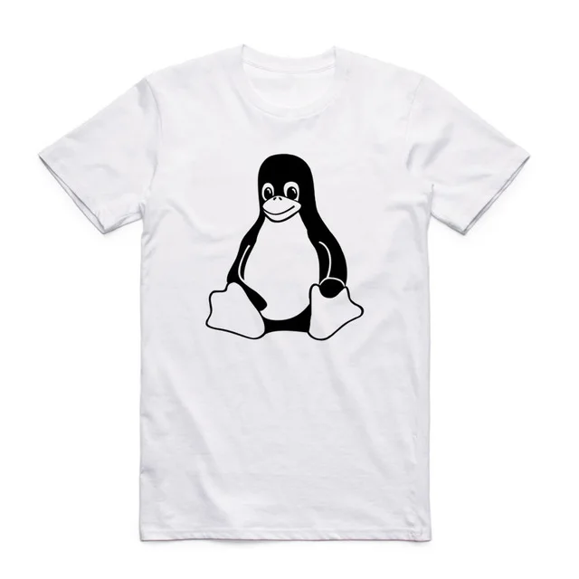 Мужская футболка с забавным принтом пингвина LINUX в компьютере, модная футболка с короткими рукавами и круглым вырезом, летняя повседневная крутая футболка