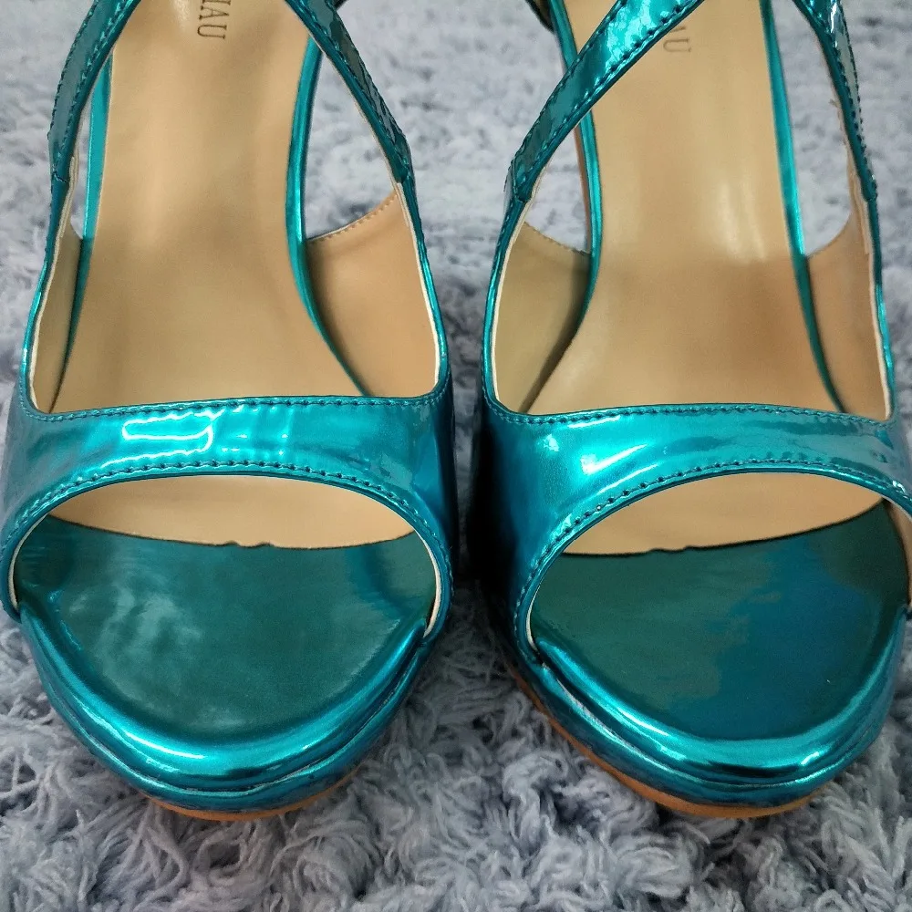 Женские босоножки на тонком высоком каблуке-шпильке; пикантные туфли с открытым носком и ремешком на щиколотке; модные вечерние туфли из лакированной кожи; 0640A-5