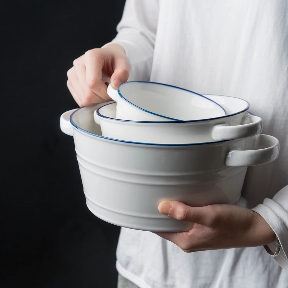 MDZF SWEETHOME Bowl Glaze Color Ceramic Tableware Simple Soup Bowl Home