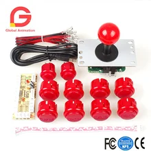 Zero Delay USB Encoder To PC Controller OEM 5Pin Joystick + 10 Push Buttons For Arcade DIY Kits Parts Mame #Red