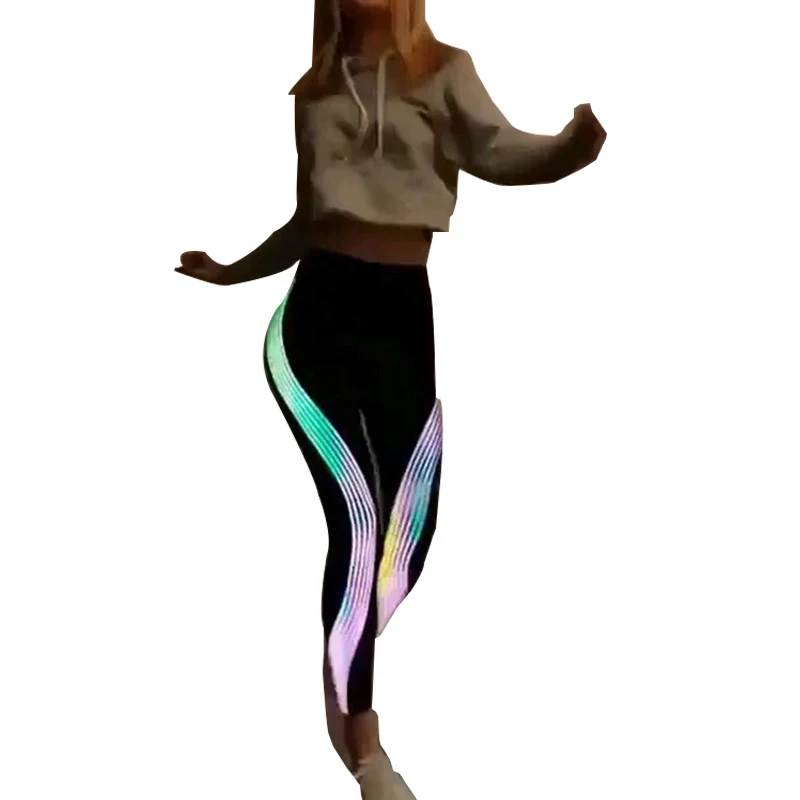 2018 Women Sports Pants Wear yoga Sport Glow Leggings Fitness Running Compression Tights Sportswear Tracksuit for Women Female