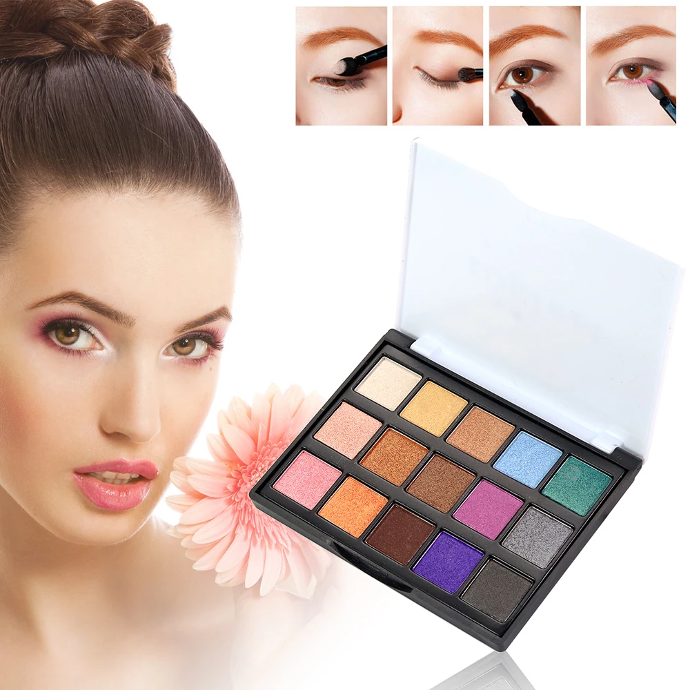 

Popfeel 15 Colors Face Make Up Matte Shimmer Eye Shadow Palette Nude Eyeshadow Glitter Eyelid Waterproof Makeup Tools TSLM1