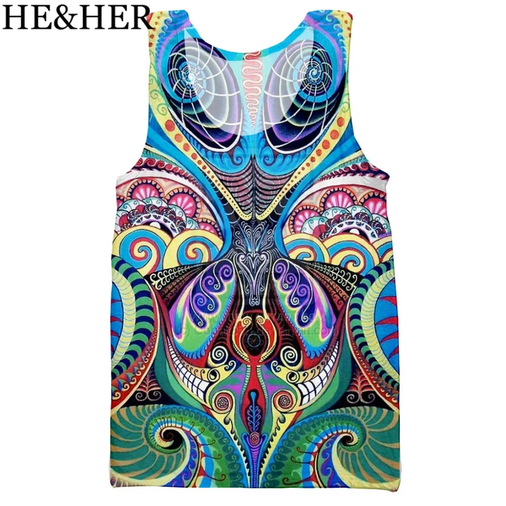 

Colorful Trippy 3D printed unisex tank top for men fashion cool summer tank top work out men women tank tops halter tank top