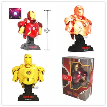

New 23cm Avengers Iron Man 1/4 Bust Model Eyes and Chest LED Light Action Figure Collection juguetes Toys Gift 3 Colors