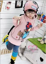 In the autumn of 2015 new children little girl bow long flannel Hooded Sweater thickened.