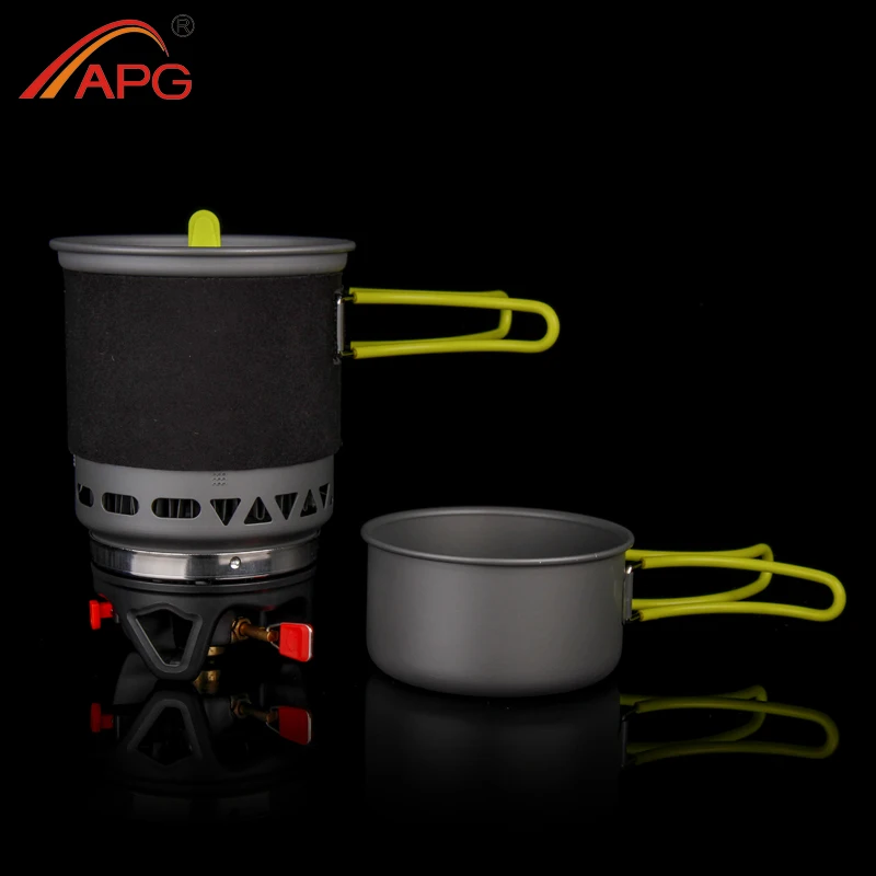 APG Outdoor Cooking Bowl Pot Combination System Camping Cookware Backpacking Travel Set Gas Stove Camping Equipment Oven
