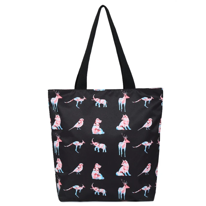 Owl and Dog Animal Printing Shoulder Shopper Bags Waterproof Canvas