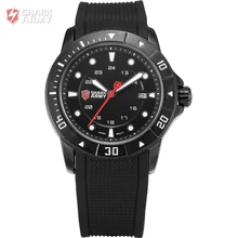 Brand Shark Army Date Display Outdoor Full Steel Case Black Silicone Band Calendar Men Quartz Sport