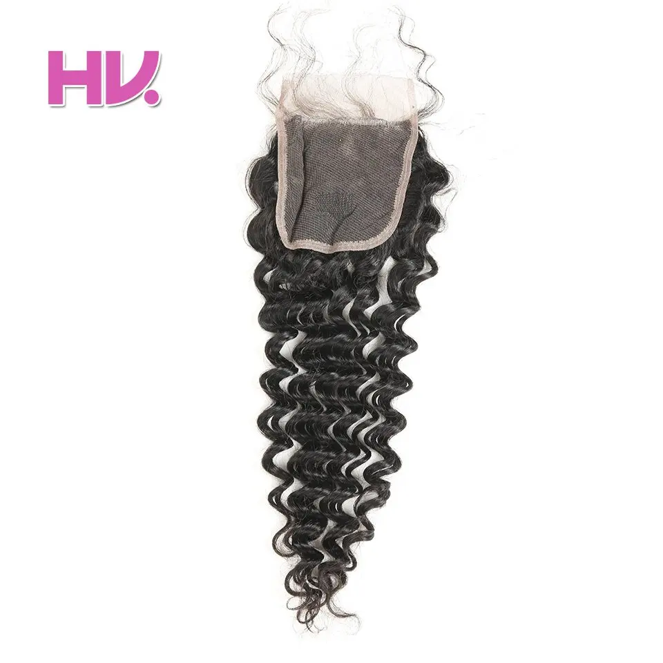 Hair Villa Brazilian Deep Wave Remy Human Hair Lace Closure 4 4 Free Part Middle Part Three Part Brazilian Hair Closure (6)