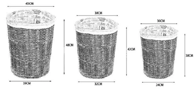 3 шт./компл. размеры S, M, l ящики для хранения грязного белья из ротанга для хранения белья коробка отделка корзина ручной работы плетеная корзина для хранения с крышкой