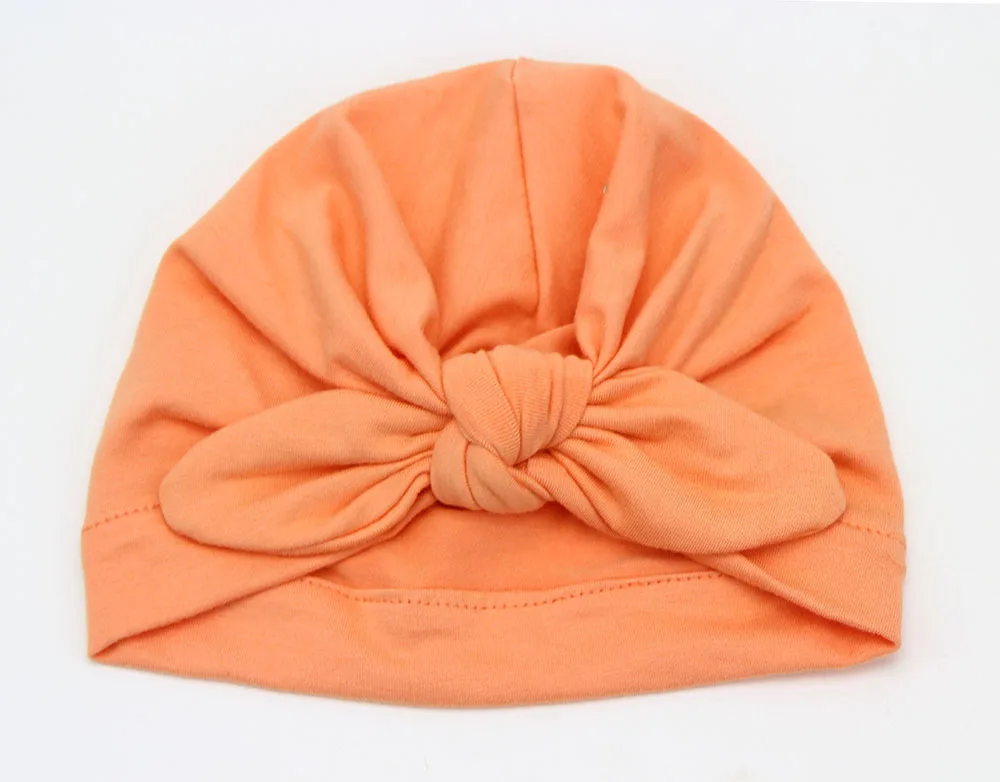 Рождественская шапка для маленьких девочек, модный тюрбан с заячьими ушками, шапка с бантиком, милая шапка для новорожденных - Цвет: Coral
