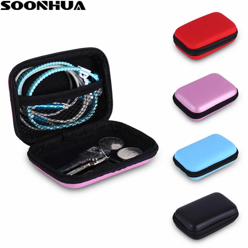 SOONHUA Hard Zipper Mini Earbuds Earphone Bag EVA Waterproof Headphone Cover Earphone Case