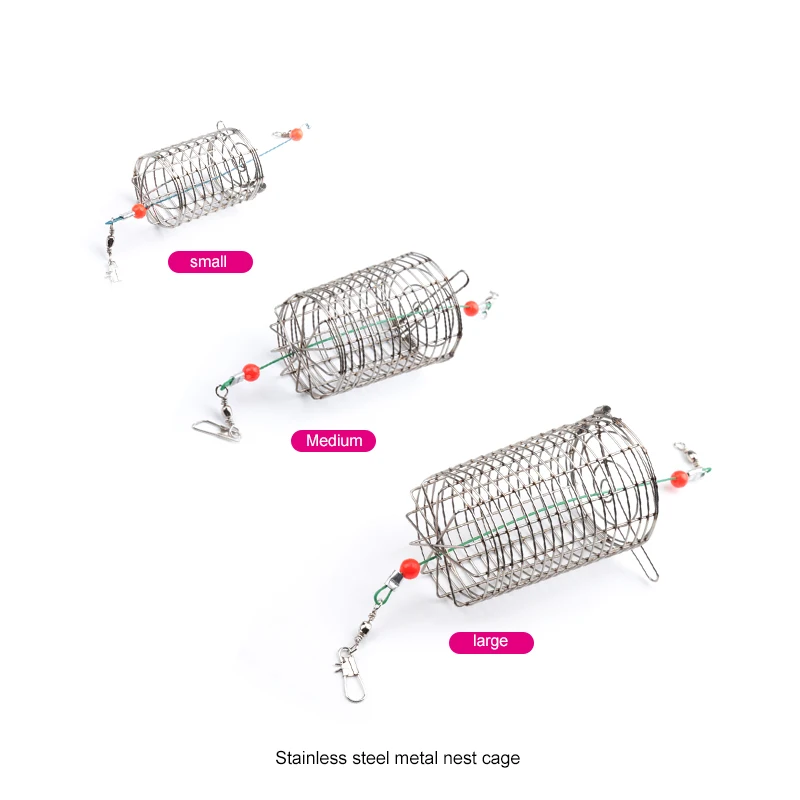 

5Pcs/lot Stainless Steel Wire Fishing Lure Cage Small Bait Cage Fishing Basket Feeder Holder Fishing Tackle