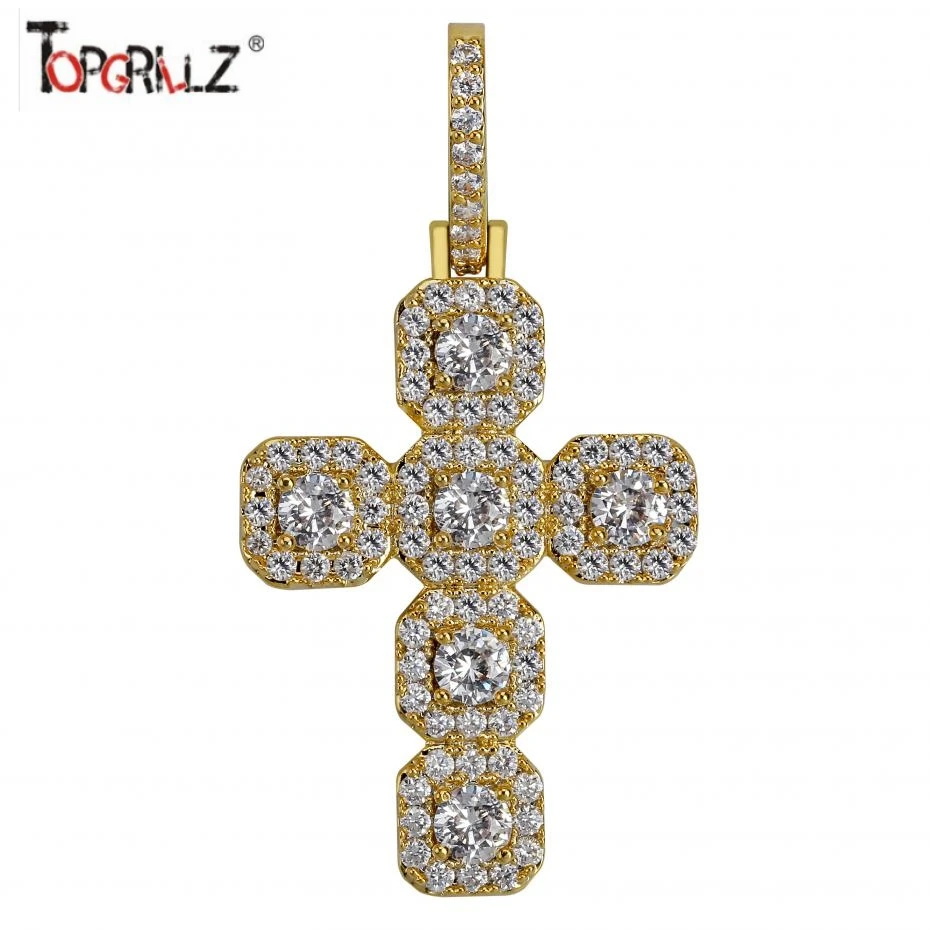 Buy New Custom Iced Out Cross Pendant Necklace Mens