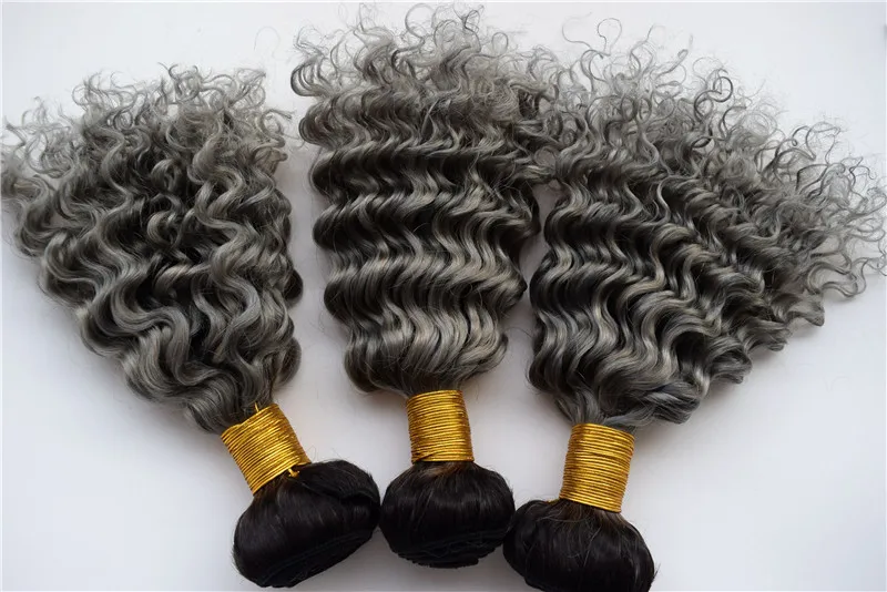 3pcs/lot Two Tone Ombre Human Hair Extensions Deep Wave