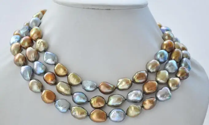 

3751 black coffee champagne baroque potato freshwater pearl necklace
