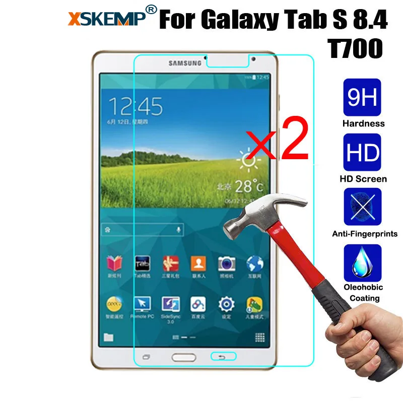 XSKEMP 2 шт./лот 9H закаленное стекло для Samsung Galaxy Tab S 8 4 T700 T705 HD защитный экран планшета