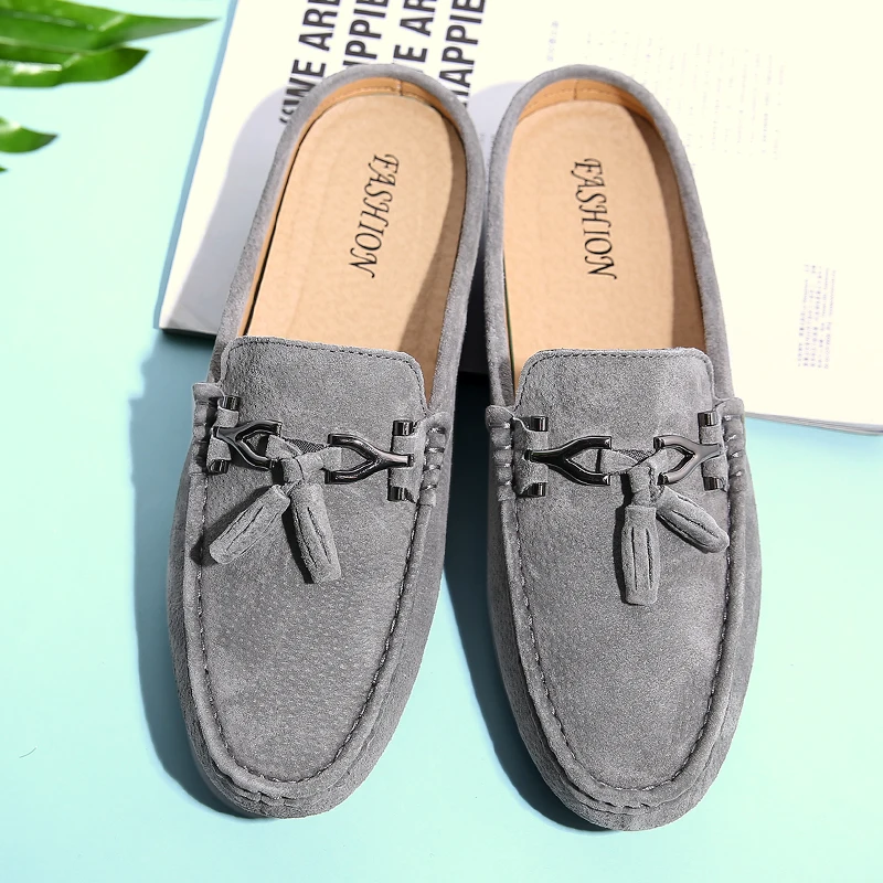 Тапочки из натуральной кожи мужские туфли сандалии для мужчин Лоферы дизайнерские шлепанцы модная пляжная обувь