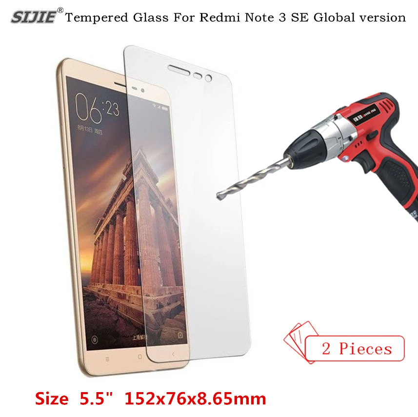 

SIJIE 2PCS of Tempered Glass For Xiaomi Redmi Note 3 Pro Global version special edition Screen protect Protective 5.5" Film