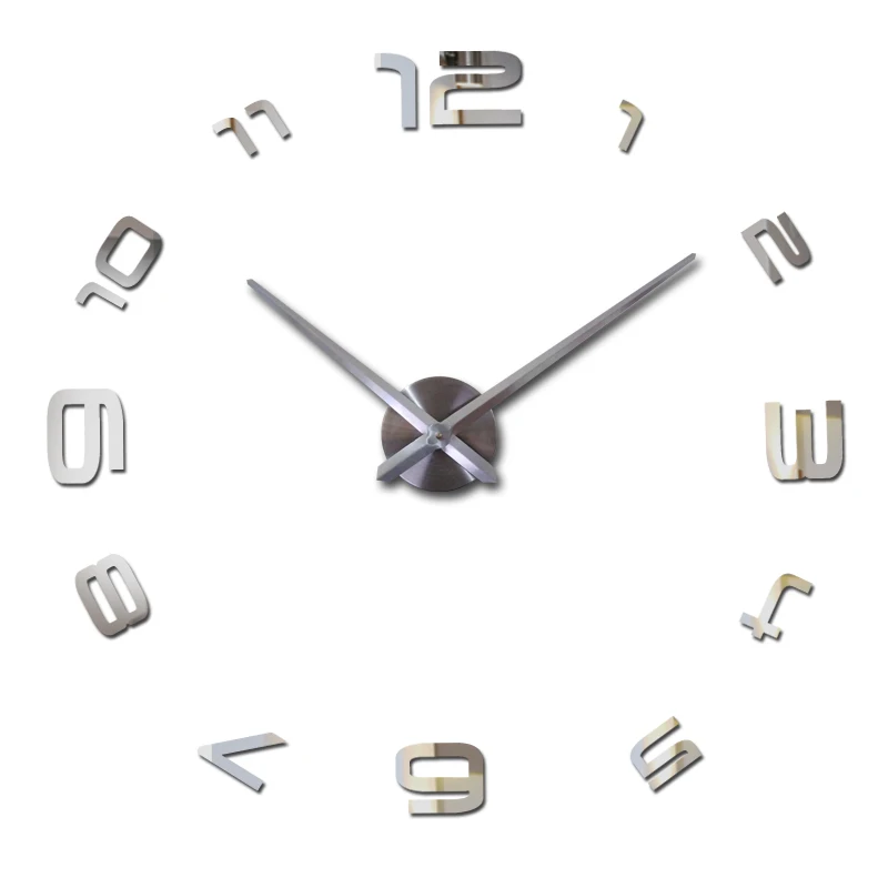 Лучшие продажи 3D модные настенные часы кварцевые Стрелка для часов домашний декор одиночные наклейки на стену часы гостиная натюрморт - Цвет: Silver