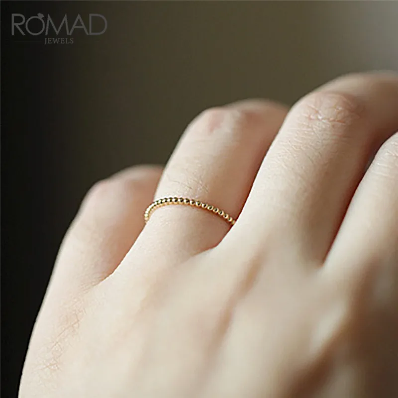 Кольца ROMAD золотого цвета Украшенные бусинами классический дизайн изящные стек