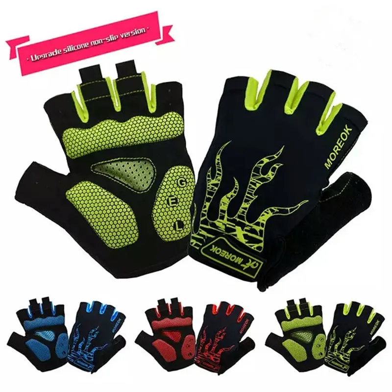 

New mountain bicycle riding gloves half-finger anti-skid wear-resistant short-fingered gloves Upgrade Silicone non-slip version