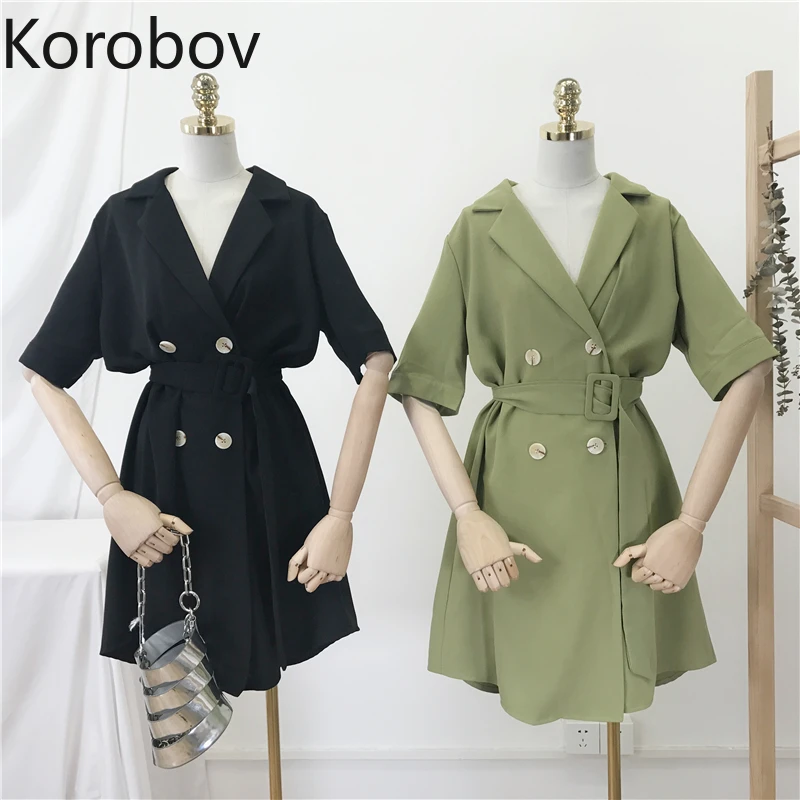Korobov летняя однотонная Корейская женская куртка с коротким рукавом Длинная