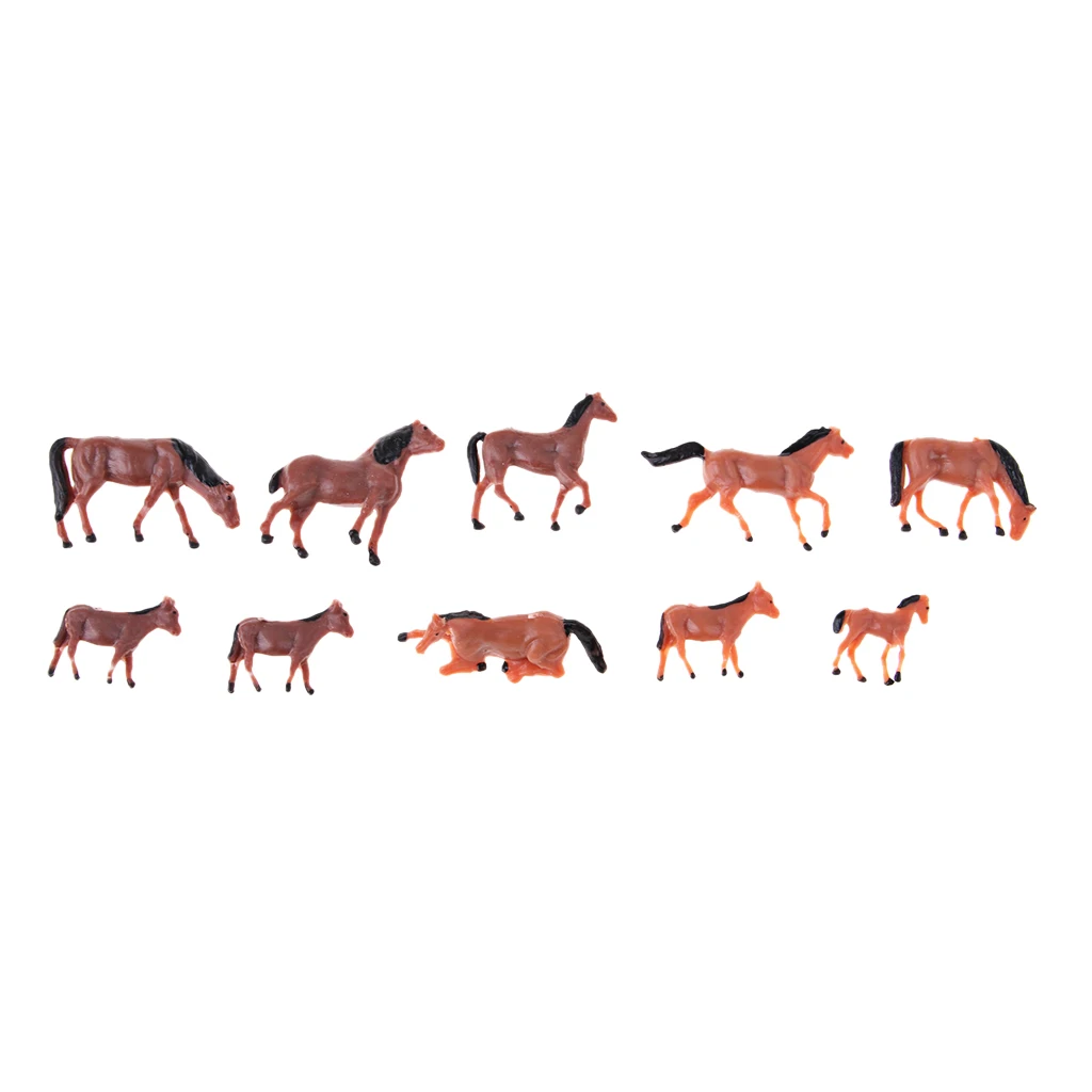 20Pcs 1/87 HO Scale Horses Model Painted Animal Figure for Miniature Model Train Layout Farm Zoo Wild Animal Park