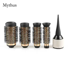 Mythus 4 размера Alunimium Barrel щетка для укладки волос сменная салонная щетка для кудрявых волос с диффузором Профессиональная круглая щетка для волос набор