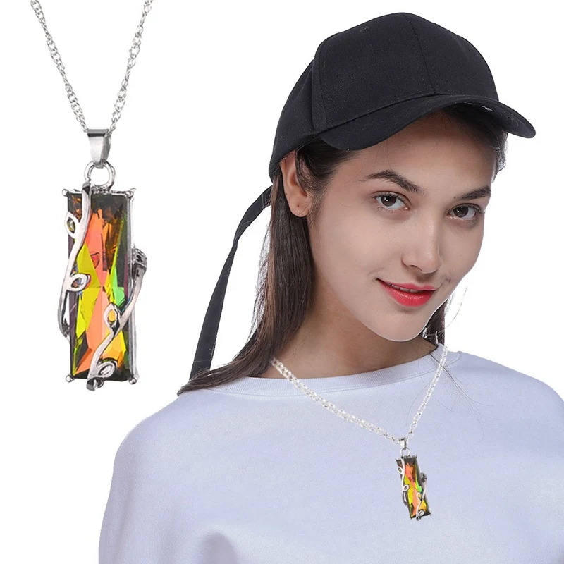 New Leaf Square Stained Glass Crystal Necklace Creative 2019 | Украшения и аксессуары