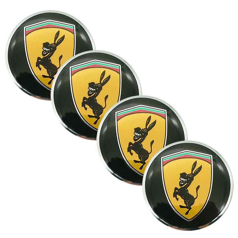 4pcs 56mm Car Steering tire Wheel Center sticker Hub Cap Emblem Badge Decals For Ferrari donkey Car styling accessories