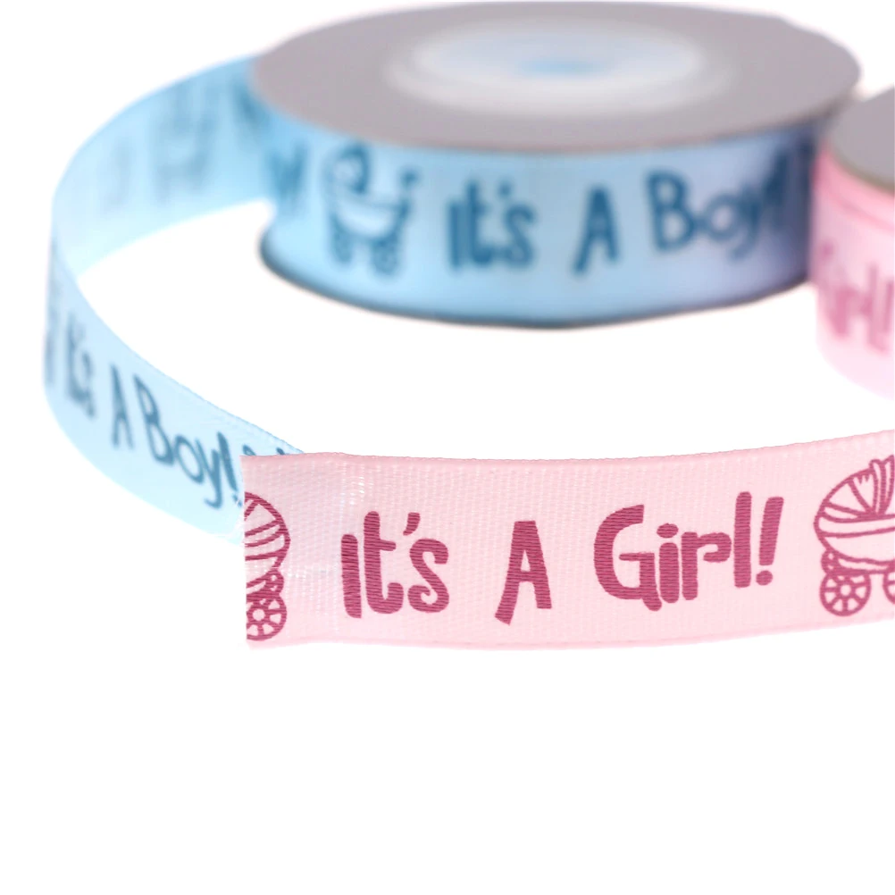 10Yard It is a Boy Girl Printed Ribbon Baby Shower Christening Satin Gift Packing DIY Crafts Christmas Ribbons|Ленты| |