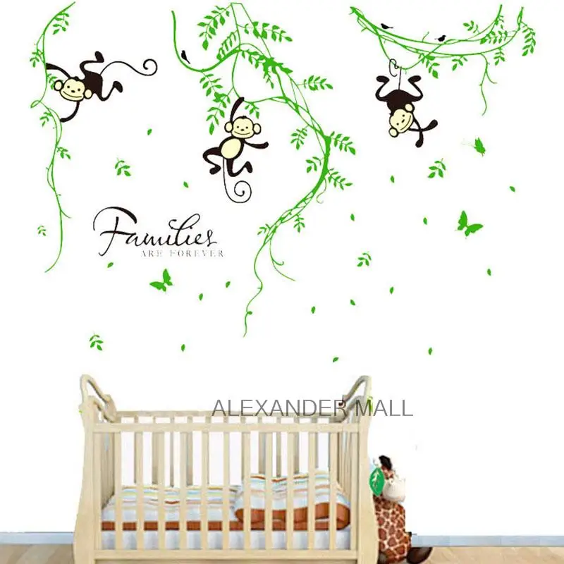 wall stickers home decoration monkey tree vinyl mural vintage poster nursery decal Quotes murals |
