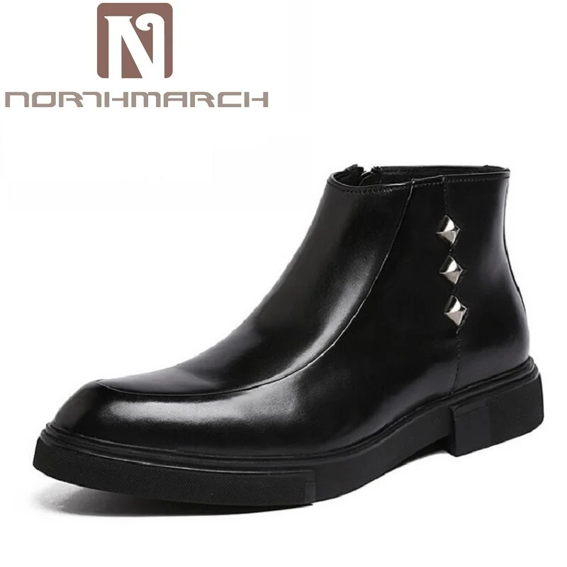 

NORTHMARCH New Men Leather Shoes Trend Rivets Men Boots Comfortable Black Winter Boots Quality Ankle Boots Men botines hombre