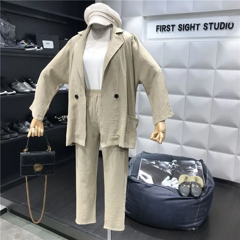 Женский Повседневный костюм из 2 предметов однотонный пиджак с английским