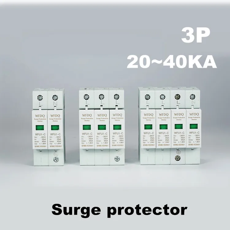 20KA~ 40KA~ 385V AC 2P SPD House Защита от перенапряжения защитное низкое напряжение задержанное устройство Молниезащита 1L+ 1N