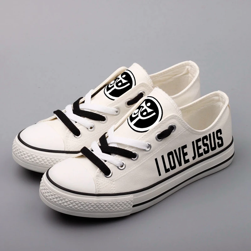 

I Love Jesus Letter Printed Men Canvas Shoes Hip Hop Casual Streetwear Walking Shoes Graffiti Jesus Flat Espadrilles Zapatos