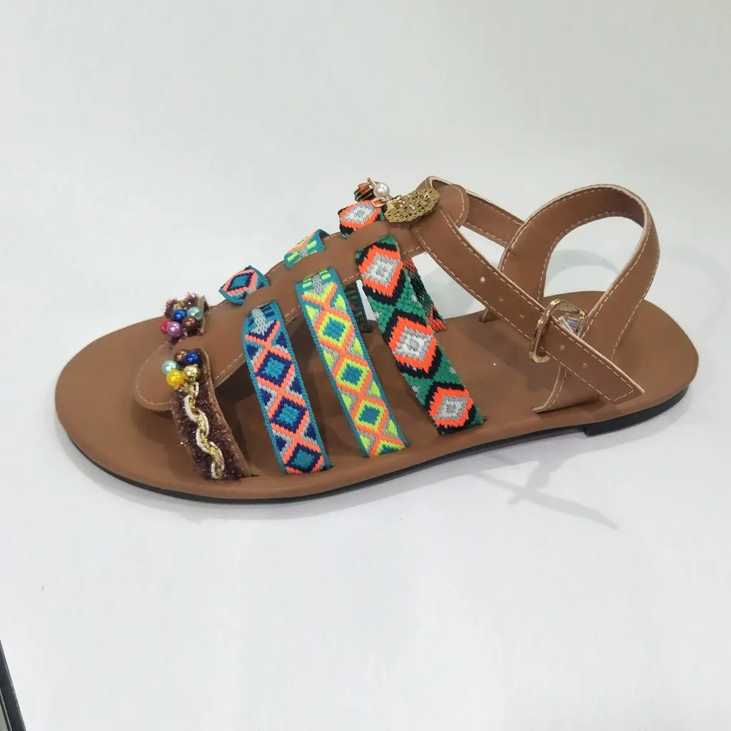 SAGACE; коллекция года; женские модные сандалии; цветные этнические летние сандалии в богемном стиле; повседневная женская пляжная обувь без застежки с открытым носком; 94127