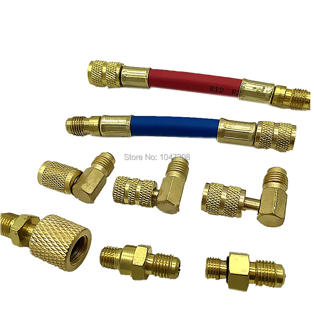 8pcs Car Ac Air Conditioner Refrigeration R134a R12 Converting Adapter