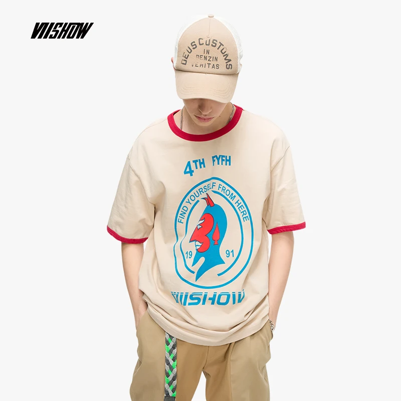 

VIISHOW 19 Summer new short-sleeved printed T-shirt men Tide brand Korean men's round neck half-sleeved shirt handsome TD1563192