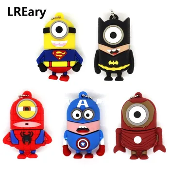 

USB Flash Drive Captain America Super Hero Minions 4GB 8GB 16GB 32GB Iron Man Pendrive Memory stick 64GB U Disk stick Avengers