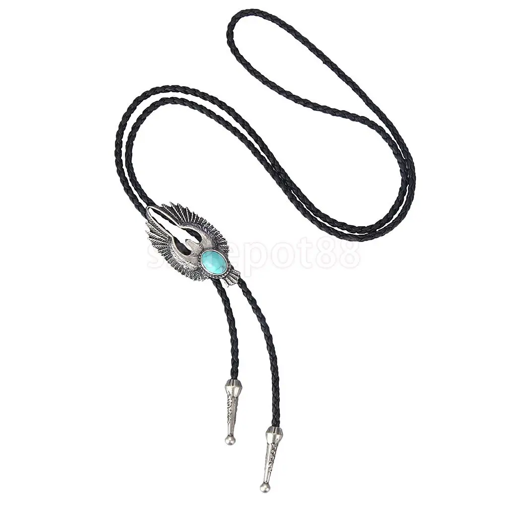 Vintage Alloy Eagle Shape Western Cowboy Bolo Tie Necktie Ancient silver  
