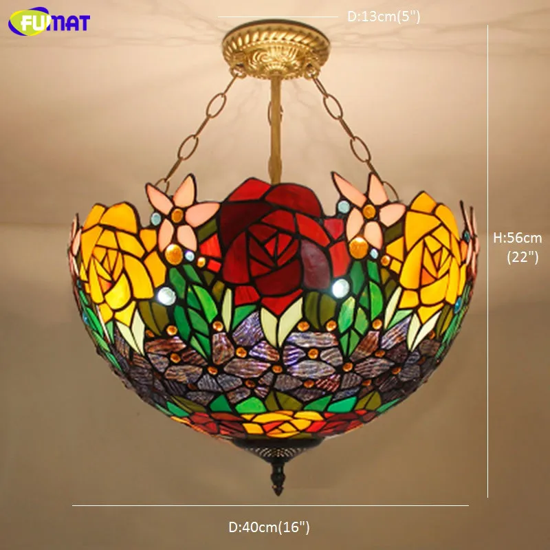 Rose Stained Glass Pendant Light6.