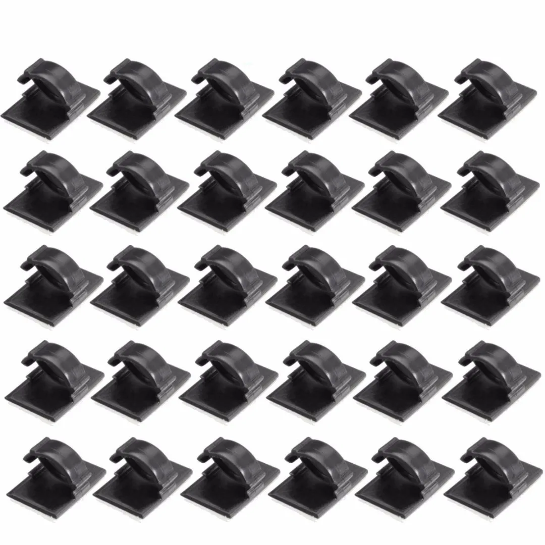 60PCS Plastic Car Wire Clip Tie Rectangle Cord Cable Holder Mount Clamp Self-adhesive Fixed Auto Seat Line Wire Clamps